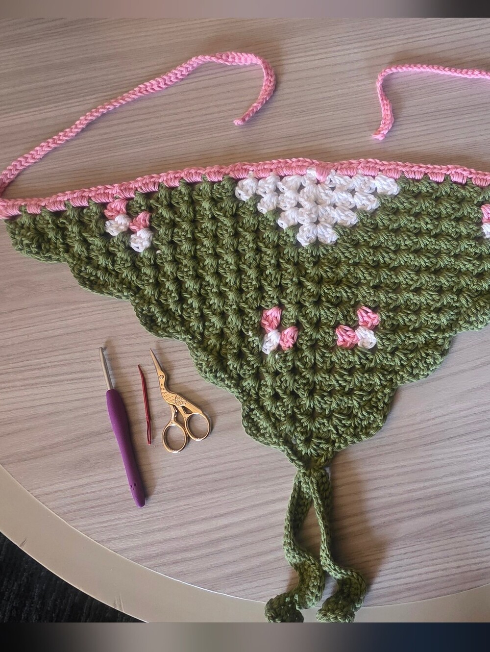 Crocheted Luna Moth Bandana